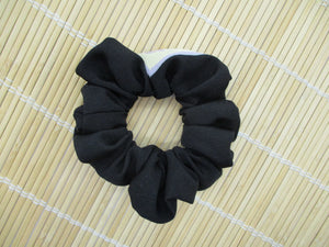 Tomesode Black Almost Solid Silk Kimono Scrunchies Ship from USA Kanji.