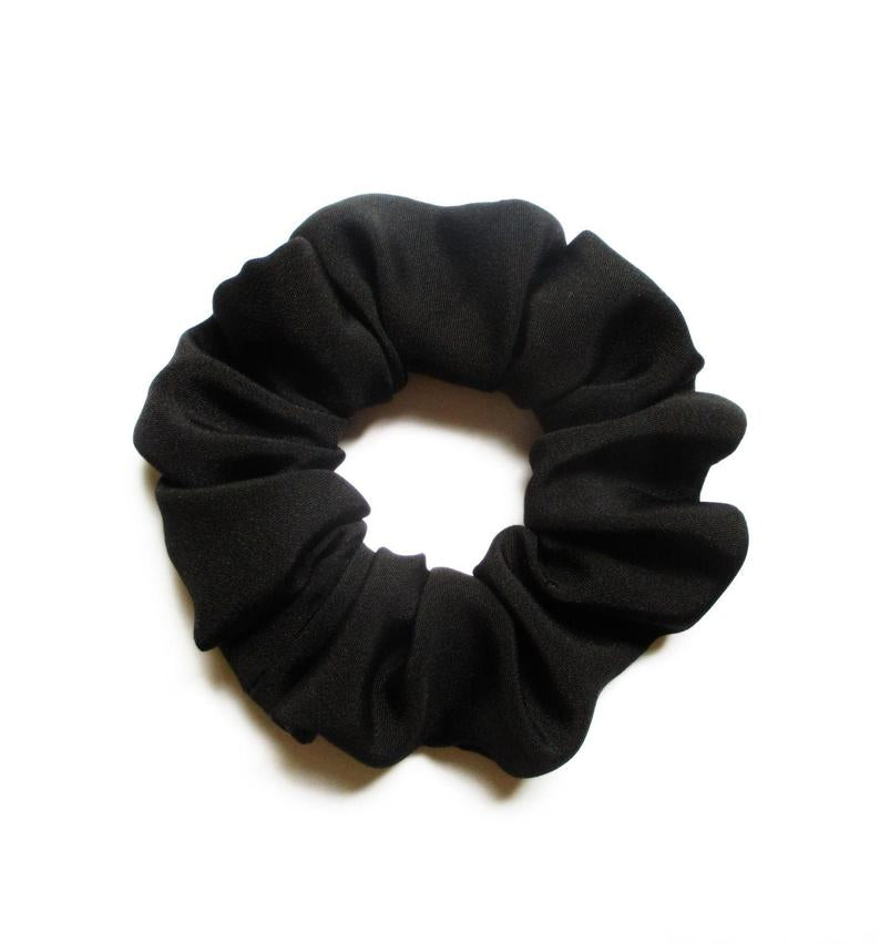 Solid Black Silk Kimono Scrunchies