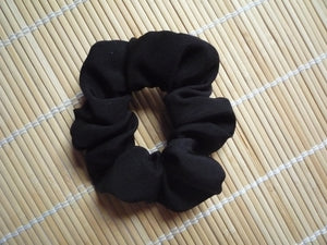 Solid Black Silk Kimono Scrunchies