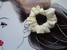 Load image into Gallery viewer, Ivory White Silk Kimono Scrunchie
